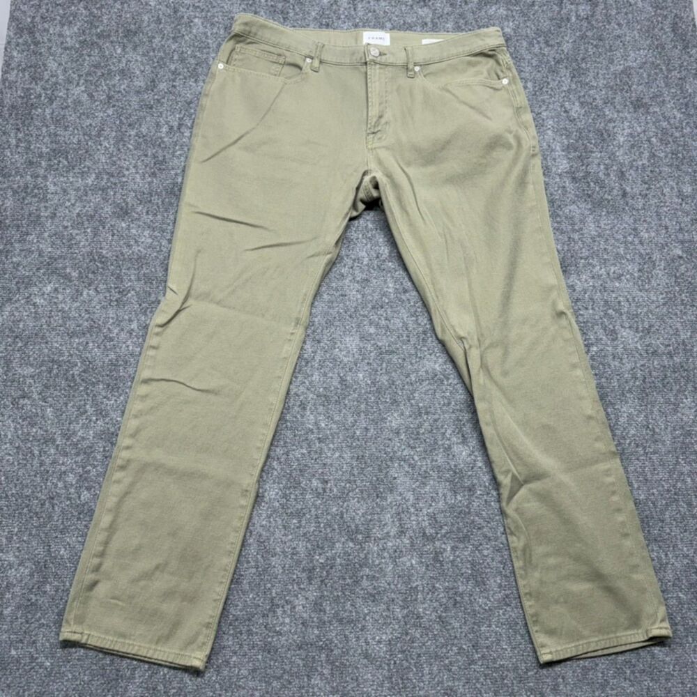 FRAME L'Homme Slim Men's 36 Olive Green 5 Pocket Stretch Jeans Designer